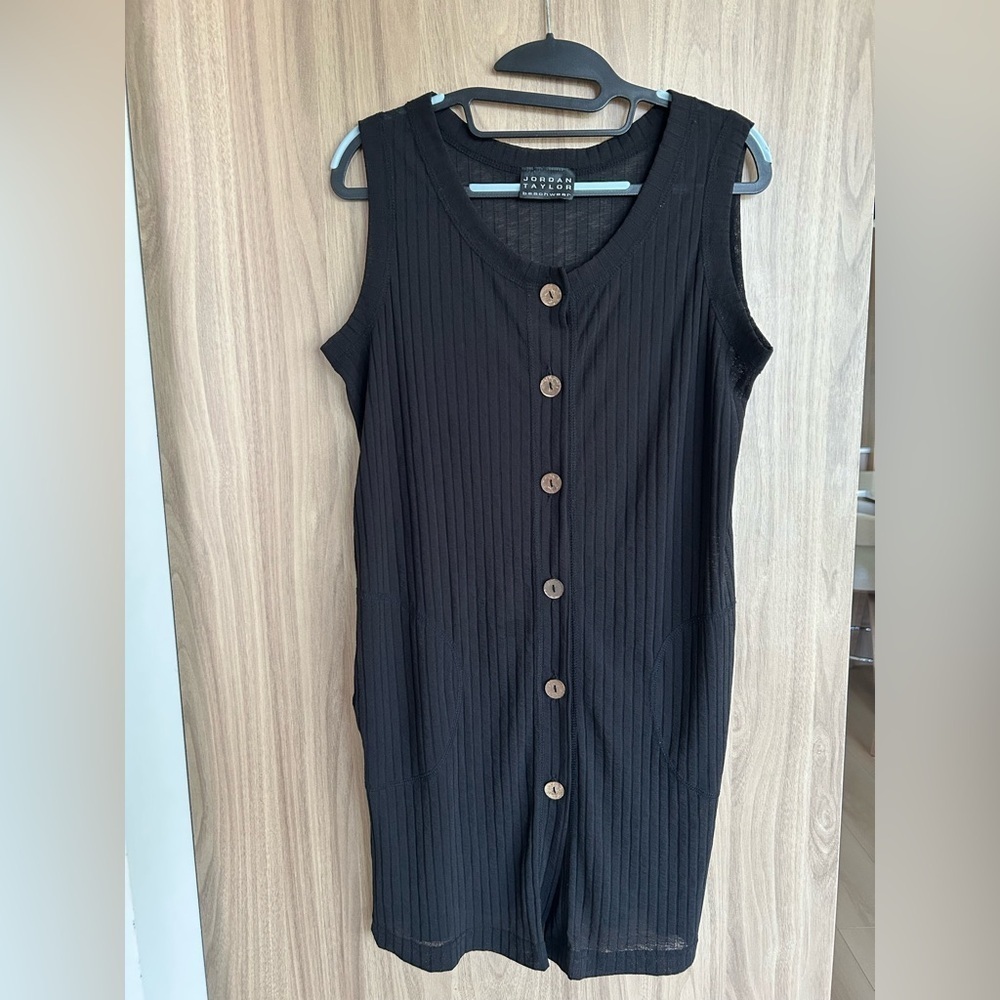 Jordan Taylor Beachwear Black Swimsuit Cover Up Button Front Semi Sheer Medium